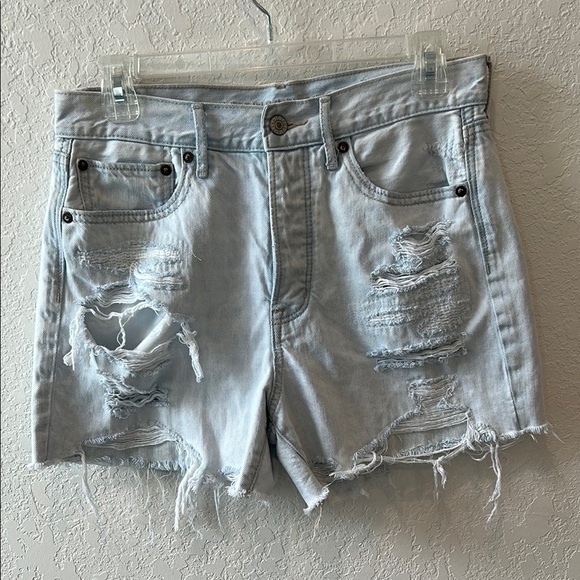 American Eagle Outfitters Light Blue Distressed 90’s Boyfriend Short - Picture 1 of 6